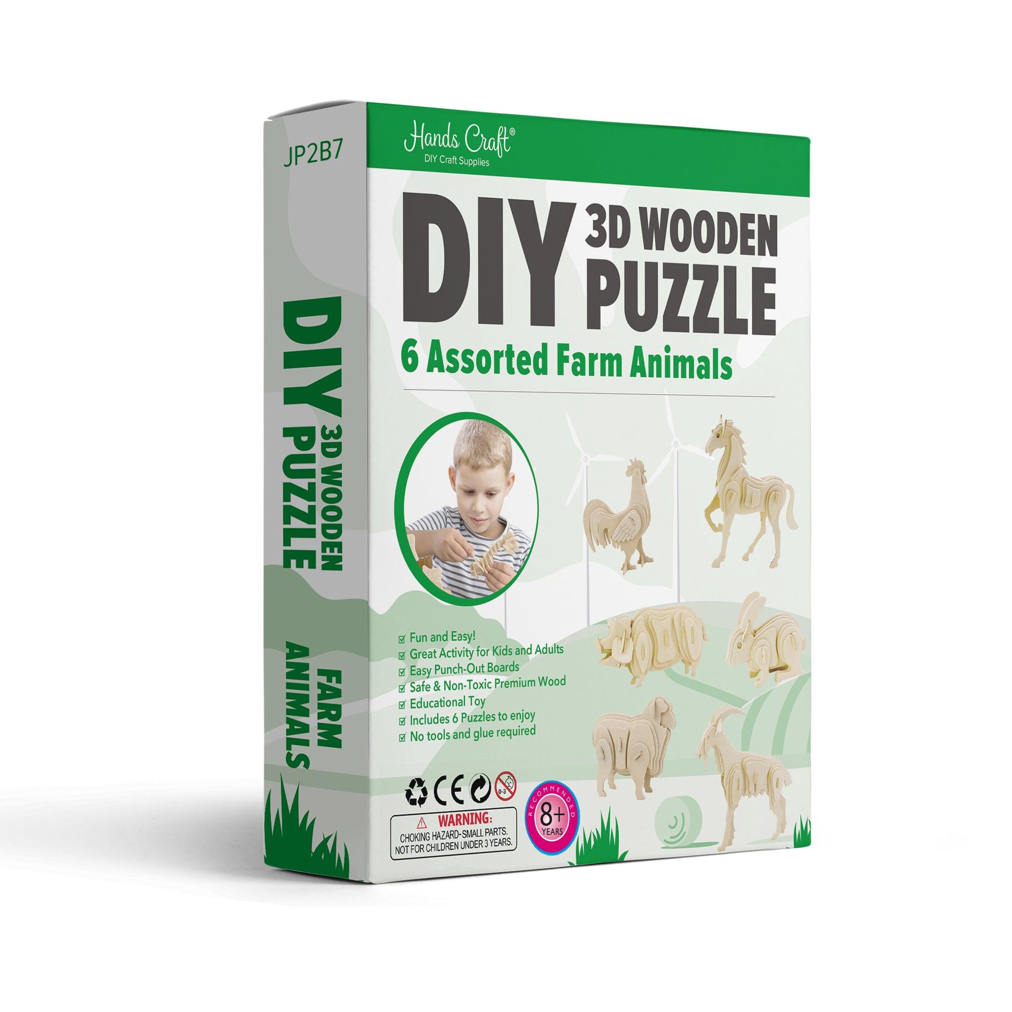 Hands Craft DIY Miniatures 3D Classic Wooden Puzzle | Farm Animals