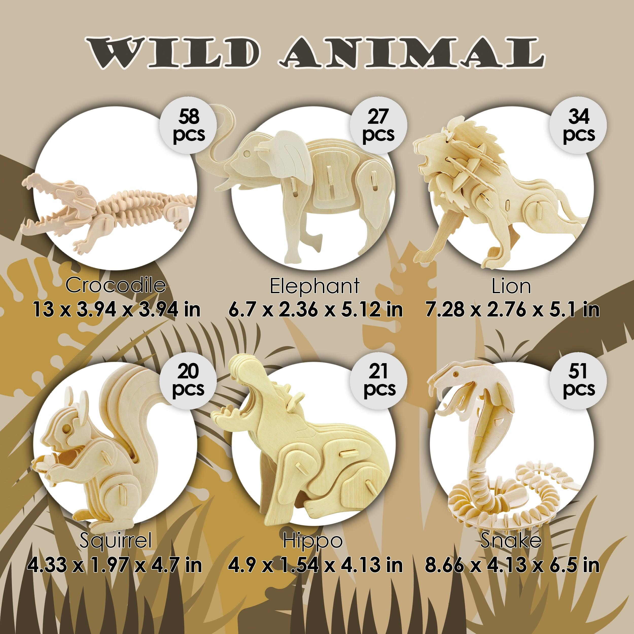 Hands Craft DIY Miniatures 3D Classic Wooden Puzzle | Wild Animals