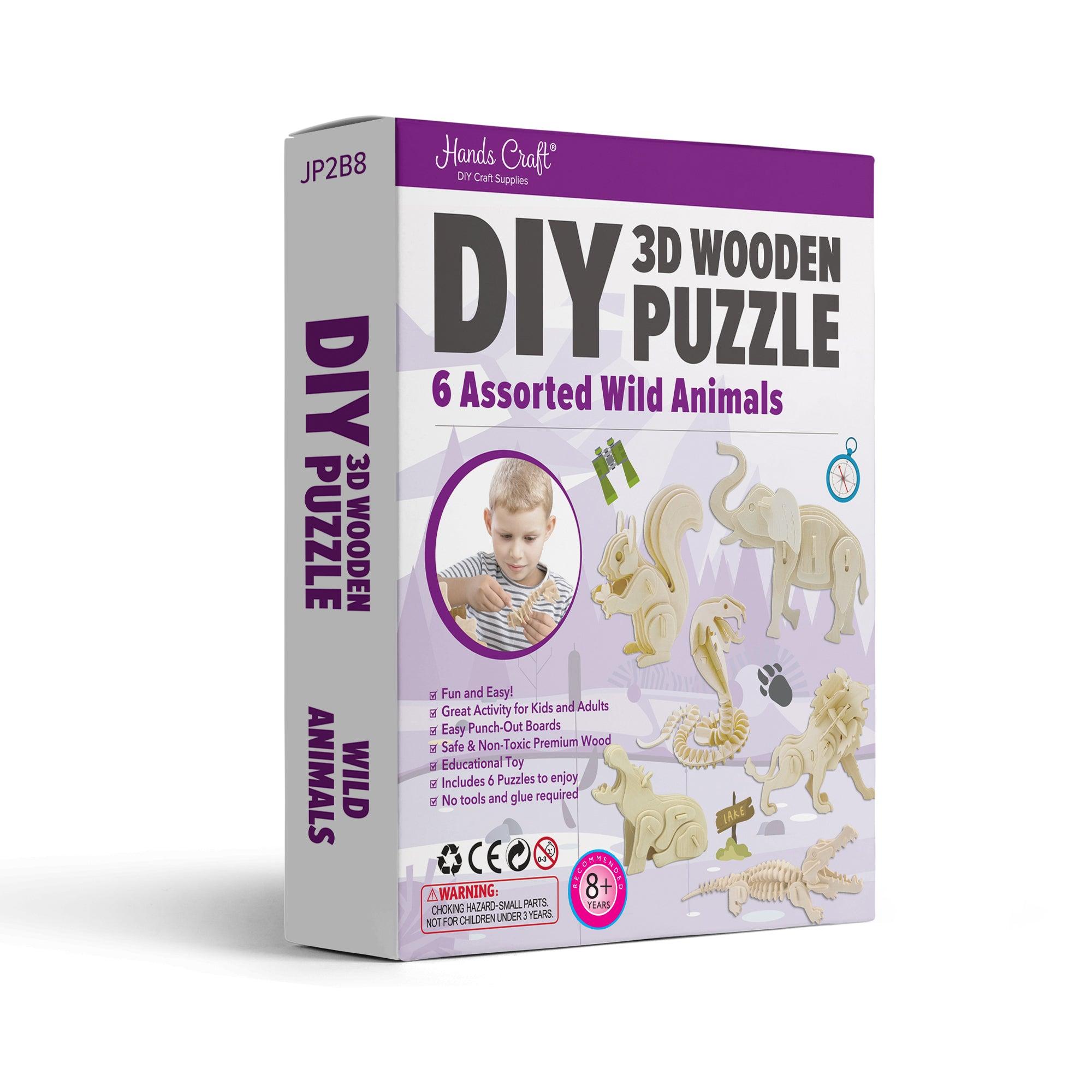 Hands Craft DIY Miniatures 3D Classic Wooden Puzzle | Wild Animals