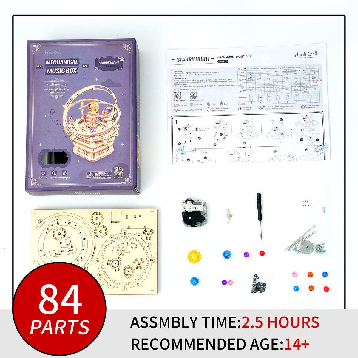 Hands Craft DIY Miniatures 3D Wooden Music Box Puzzle | Starry Night