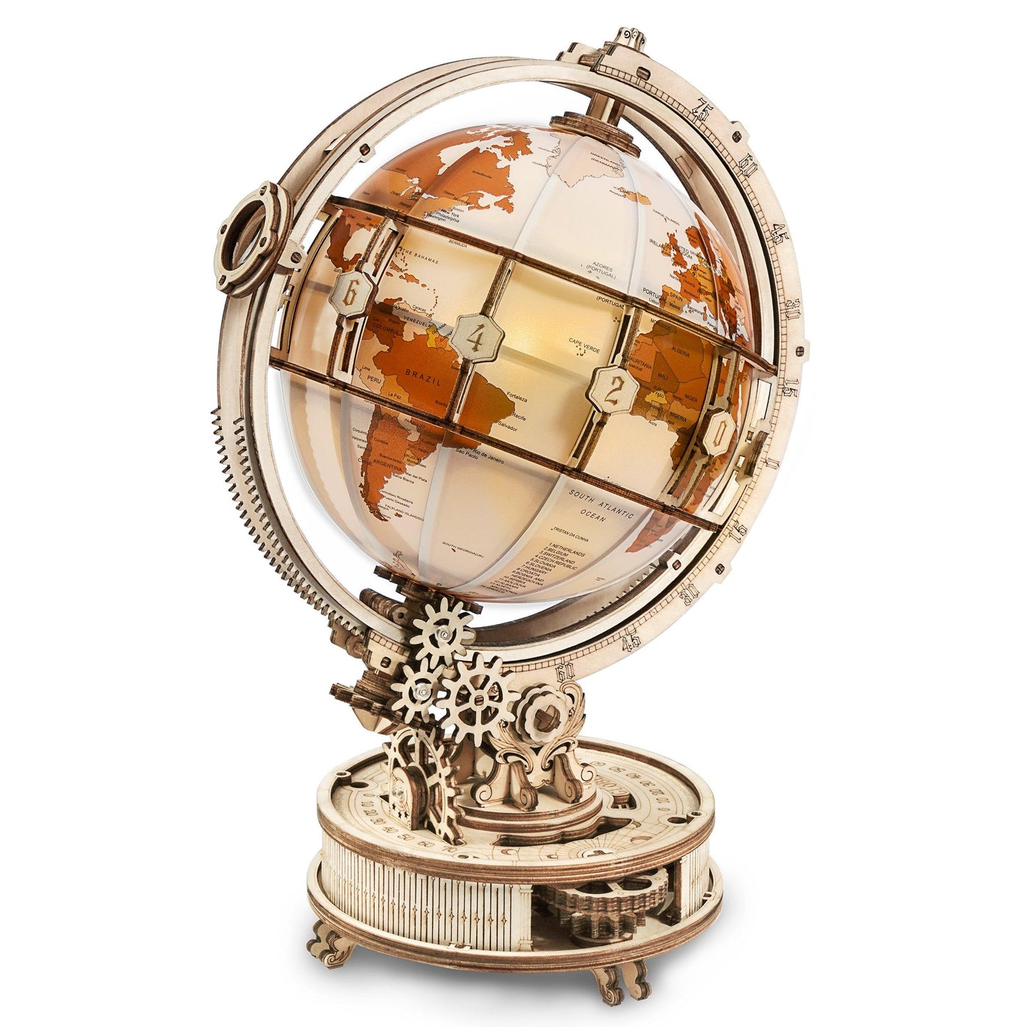 Hands Craft DIY Miniatures 3D Wooden Puzzle | Luminous Globe w/ LED Lights