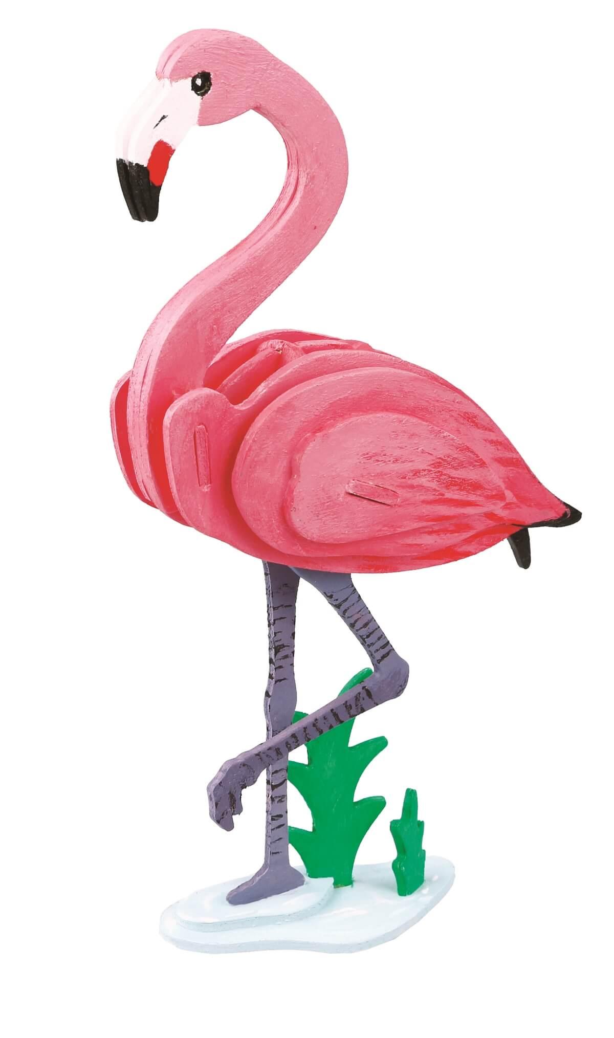 Hands Craft DIY Miniatures 3D Wooden Puzzle Paint Kit | Flamingo
