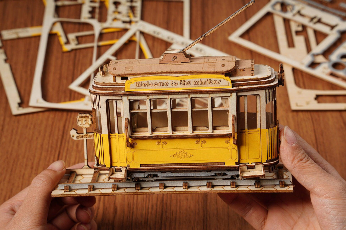 Hands Craft DIY Miniatures 3D Wooden Puzzle | Yellow Trolley