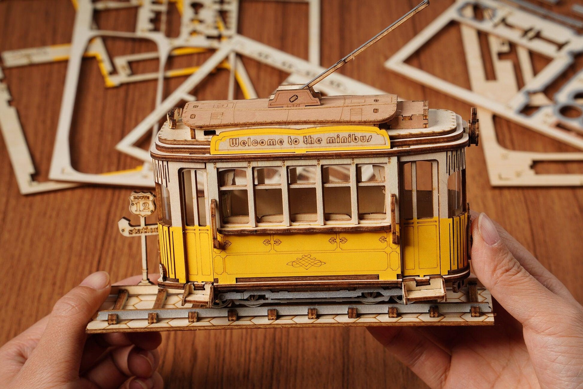 Hands Craft DIY Miniatures 3D Wooden Puzzle | Yellow Trolley