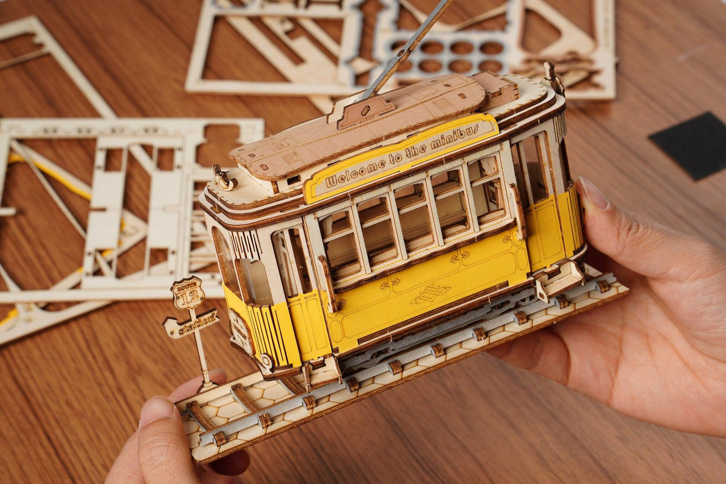 Hands Craft DIY Miniatures 3D Wooden Puzzle | Yellow Trolley