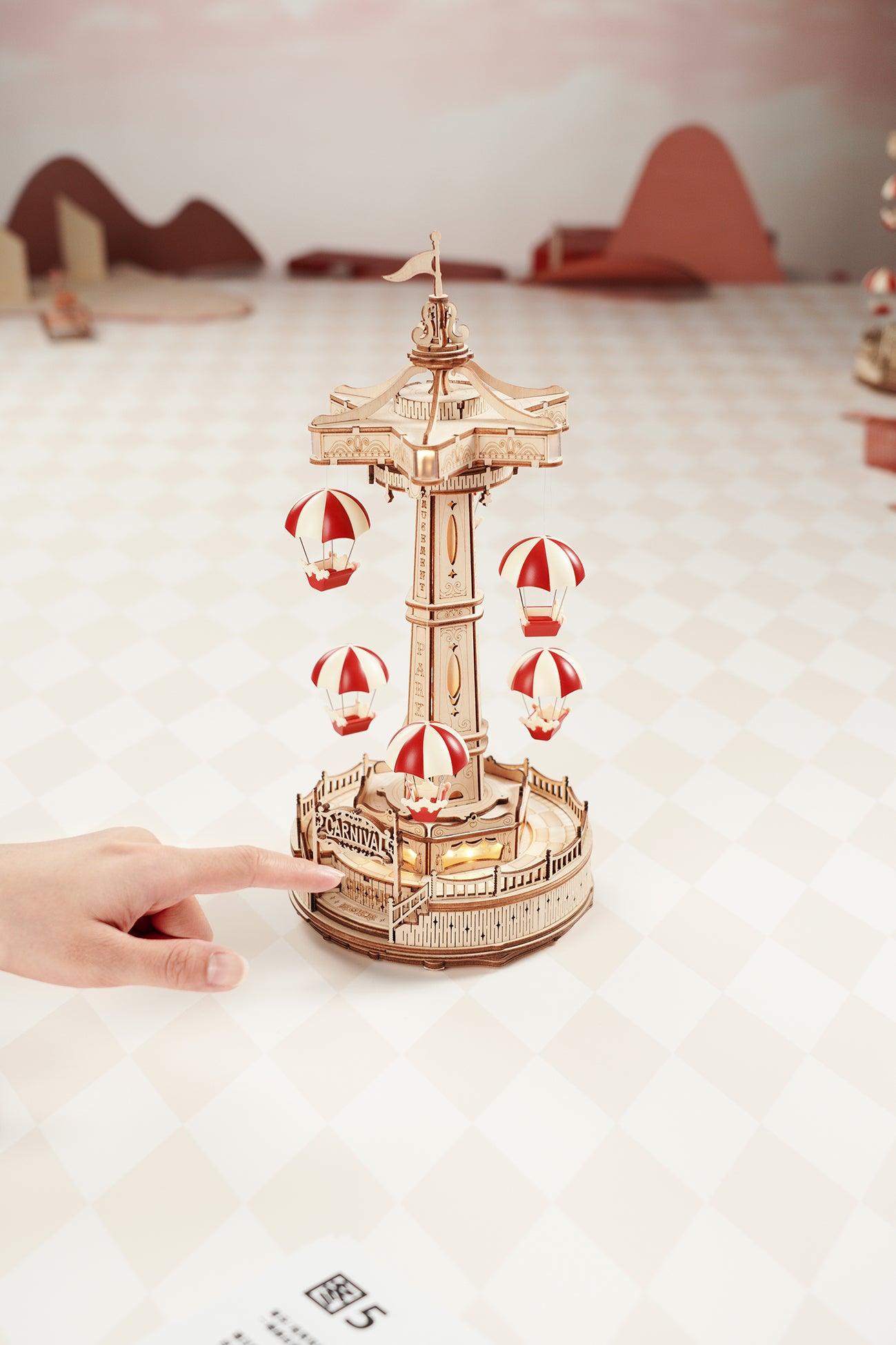 Hands Craft DIY Miniatures Mechanical 3D Wooden Puzzle | Parachute Tower