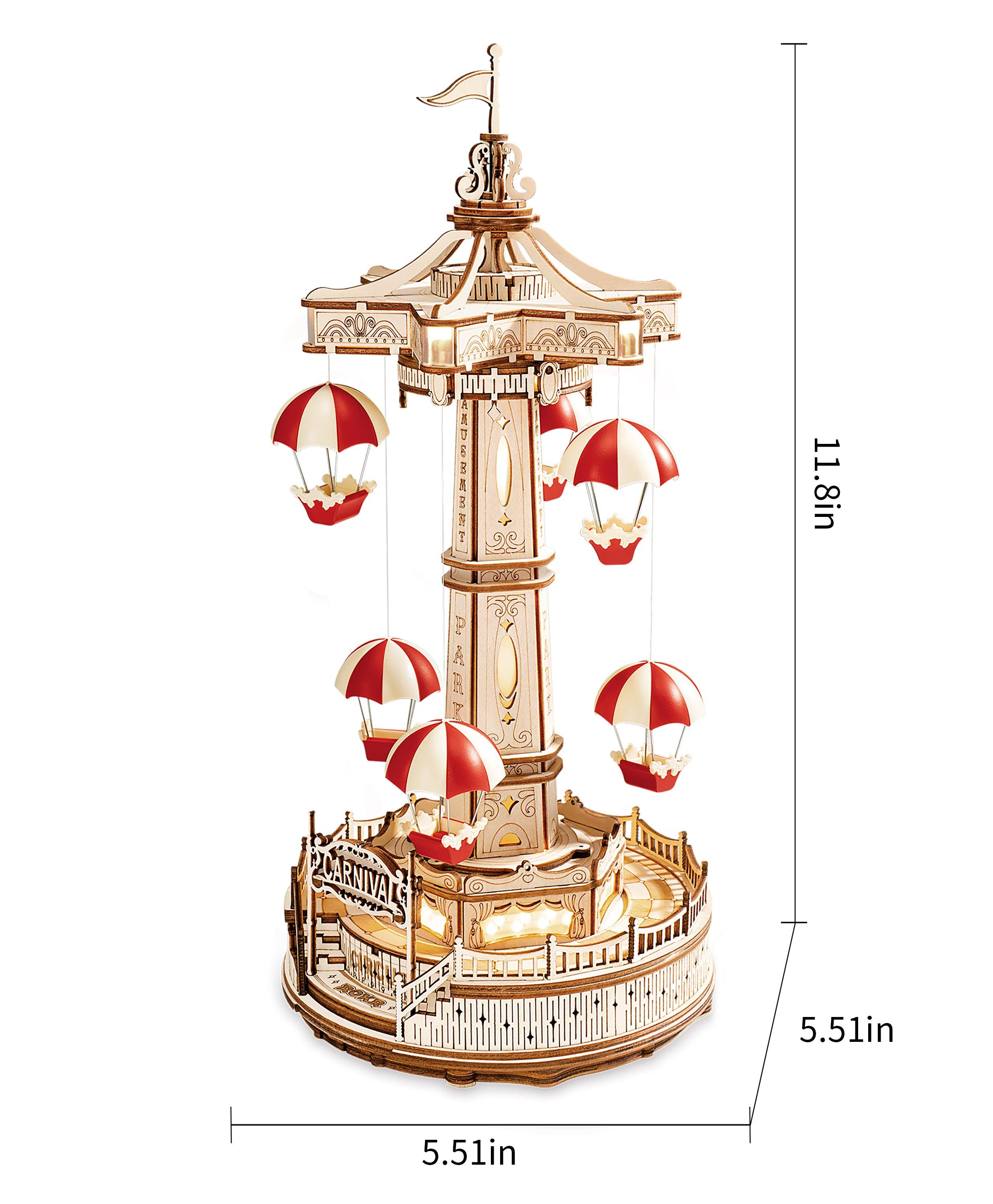Hands Craft DIY Miniatures Mechanical 3D Wooden Puzzle | Parachute Tower