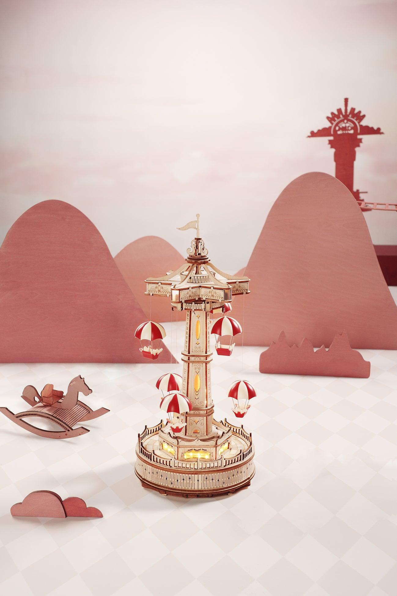 Hands Craft DIY Miniatures Mechanical 3D Wooden Puzzle | Parachute Tower