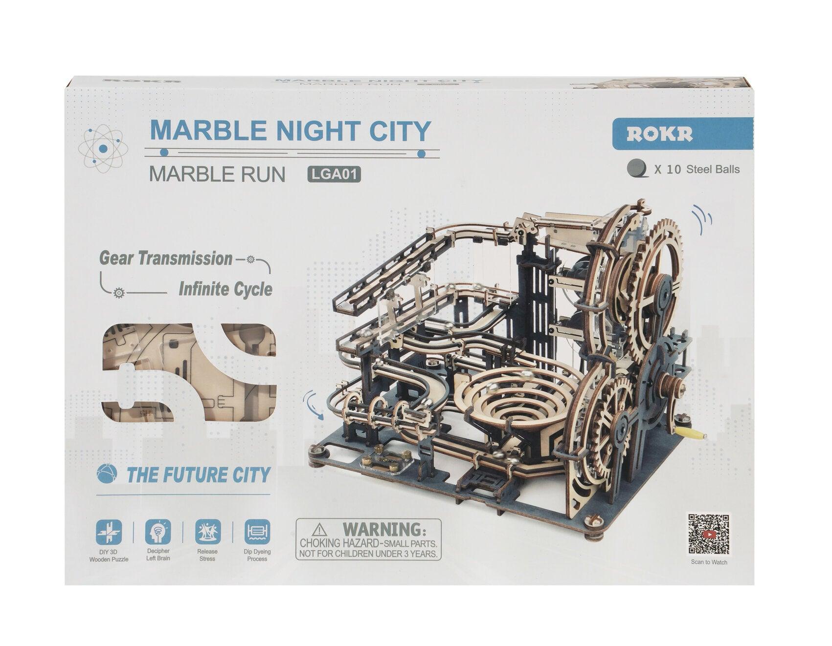 Hands Craft DIY Miniatures Mechanical Marble Run Wooden Puzzle | Marble Night City