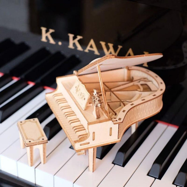 DIY Piano Building DIY s Educational 3D Wooden Puzzle Hand Crank