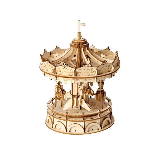 3D Modern Wooden Puzzle | Classic Carousel - Hands Craft US, Inc.