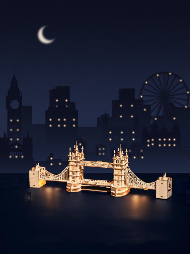 3D Modern Wooden Puzzle | Tower Bridge with LED Lights - Hands Craft US, Inc.