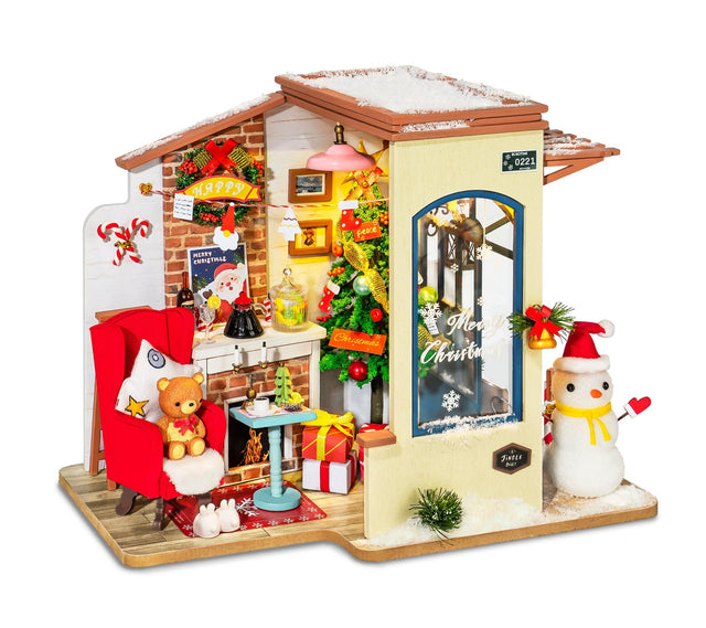 DIY Miniature House Kit: Christmas Patio, plays Jingle Bells Tune - Hands Craft US, Inc.