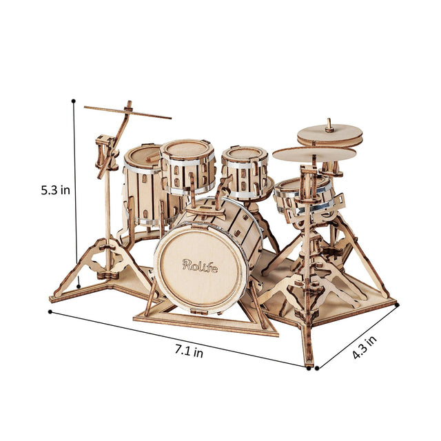 3D Modern Wooden Puzzle | Drum Kit - Hands Craft US, Inc.