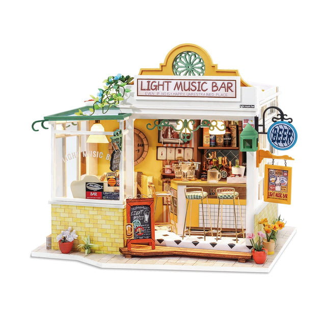 DIY Dollhouse Miniature Store Kit | Light Music Bar - Hands Craft US, Inc.
